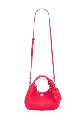 Ganni Hobo Mini Grained Bag in Red.