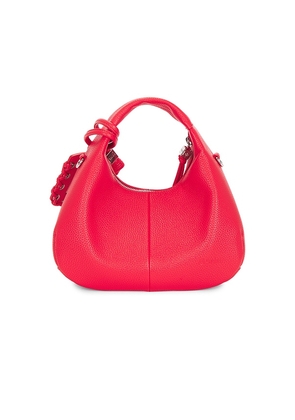 Ganni Hobo Mini Grained Bag in Red.