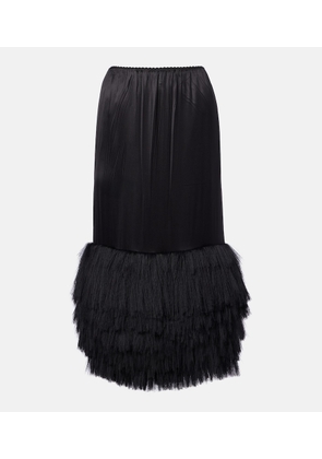 Phoebe Philo Fringed silk-blend satin slip skirt