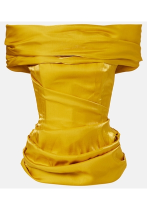 Magda Butrym Draped off-shoulder satin top