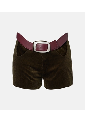 Jean Paul Gaultier Cutout belted cotton corduroy shorts