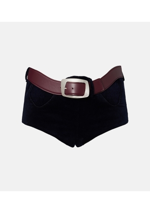 Jean Paul Gaultier Cutout belted cotton corduroy micro shorts