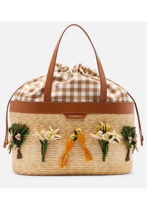 Aquazzura Birdsong applique raffia tote bag
