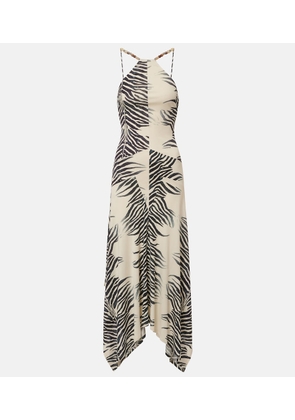 De La Vali Artemis asymmetric zebra-print gown