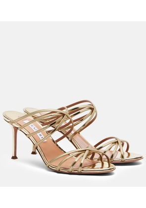 Aquazzura Tell Me mirrored leather mules