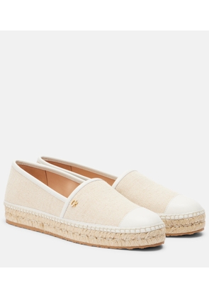 Gianvito Rossi Leather-trimmed canvas espadrilles