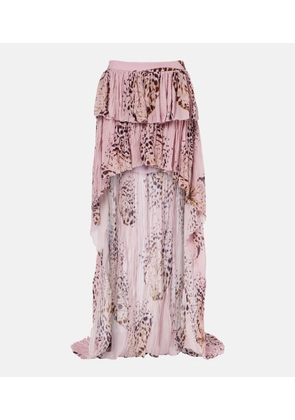 Blumarine Printed asymmetric georgette maxi skirt