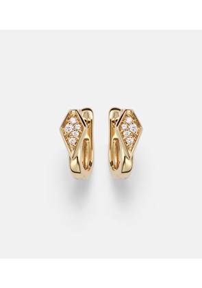 Stone and Strand Knife Edge Kite 14kt gold huggie earrings with diamonds