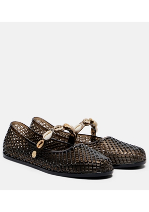 Ancient Greek Sandals Iro embellished fishnet ballet flats