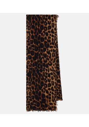 Saint Laurent Leopard-print wool scarf