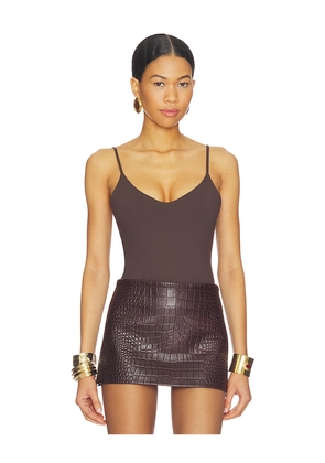 Susana Monaco Very V String Bodysuit in Brown. Size XS. Also in S, M, L.