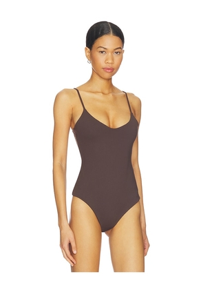 Susana Monaco Very V String Bodysuit in Brown. Size XS. Also in M, S.