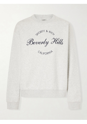 Sporty & Rich - Beverly Script Printed Cotton Sweatshirt - Gray - x small,small,medium,large,x large