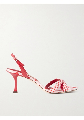 Jimmy Choo - Elsy 70 Leather-trimmed Twill Slingback Sandals - Red - IT34,IT36,IT36.5,IT37,IT37.5,IT38,IT38.5,IT39,IT39.5,IT40,IT40.5,IT41,IT41.5,IT42