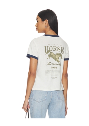 The Laundry Room Year Of The Horse Perfect Ringer Tee in Ivory,Navy. Size XS. Also in S, M, L, XL.