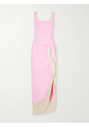 Taller Marmo - Lido Fringed Swimsuit And Pareo Set - Pink - x small,small,medium,large,x large