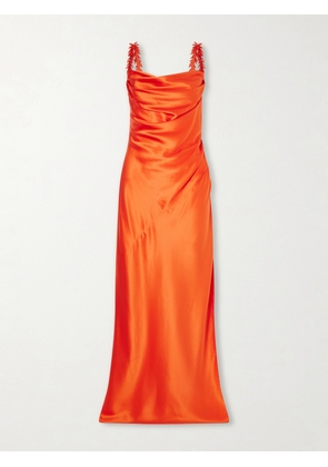 Balmain - Shoulders Embellished Silk Dress - Red - FR 34,FR 36,FR 38,FR 40,FR 42