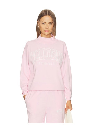 WellBeing + BeingWell Shay Oversized Mock Neck Crew in Pink. Size XXS. Also in XS, S, M, L, XL.
