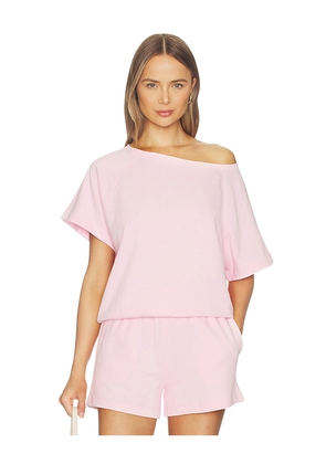 WellBeing + BeingWell Whitney Off Shoulder Sweatshirt in Pink. Size XXS. Also in XS, S, M, L, XL.