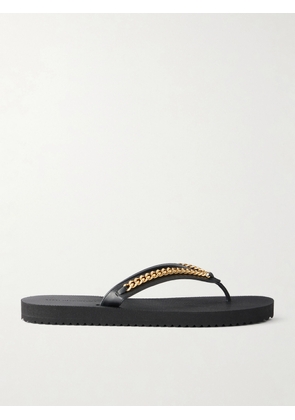 Stella McCartney - Falabella Embellished Vegetarian Brushed-leather Flip Flops - Black - IT35,IT36,IT37,IT38,IT39,IT40,IT41