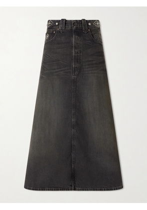 RRL - Danielle Studded Denim Midi Skirt - Black - 25,26,27,28,29,30