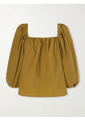 SAINT LAURENT - Gathered Poplin Blouse - Green - FR 34,FR 36,FR 38