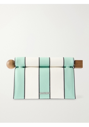 Jacquemus - La Plage Leather-trimmed Striped Cotton Clutch - Blue - One size