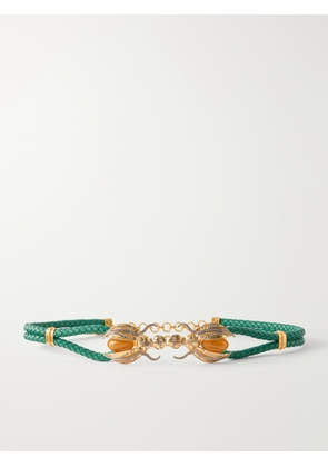 Sonia Petroff - Scarab Gold-tone And Woven Leather Belt - Green - S,M,L