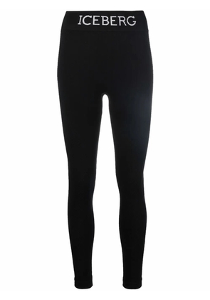 Iceberg logo print leggings - Black