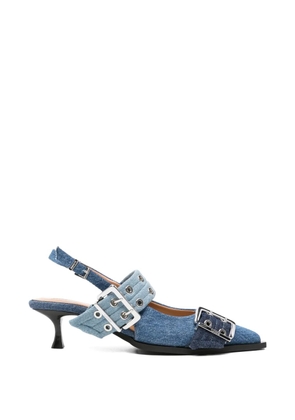 GANNI buckle-detail denim pumps - Blue