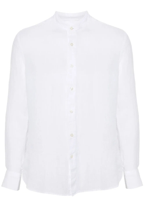 120% Lino band-collar linen shirt - White
