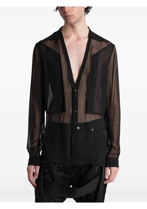 Rick Owens Larry Fogpocket sheer-finish V-neck silk shirt - Black