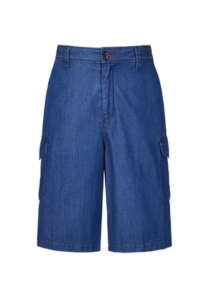 Shanghai Tang dragon-embroidery cargo shorts - Blue