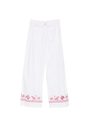 Maison Labiche embroidered wide-leg trousers - White