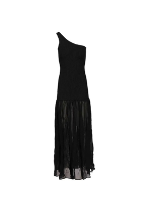 Hunza G Nancy Hybrid crinkle-effect maxi dress - Black