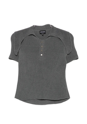 Giorgio Armani ribbed-knit short-sleeve top - Grey