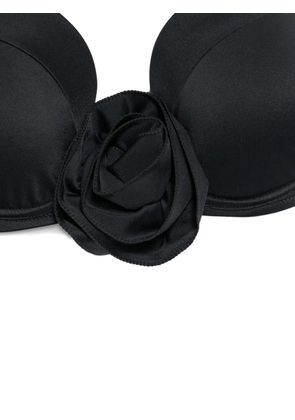 Moschino floral-appliqué halterneck bikini top - Black