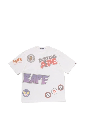 A BATHING APE® glitter-effect logo-print T-shirt - White