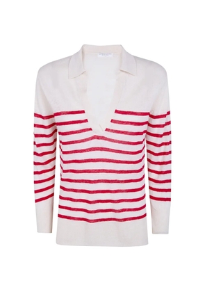 Majestic Filatures striped V-neck sweater - White