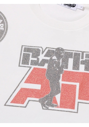 A BATHING APE® glitter-effect logo-print T-shirt - White