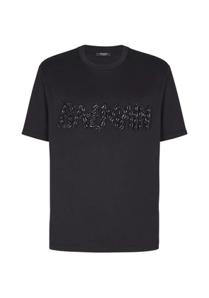 Balmain beaded-logo T-shirt - Black