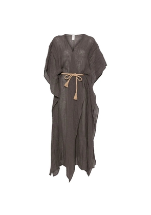 120% Lino belted kaftan maxi dress - Grey