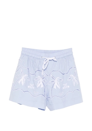 SANDRO broderie-anglaise-embroidered shorts - Blue