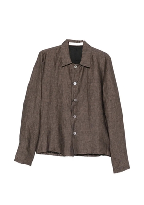 kang raw-cut spread-collar shirt - Brown