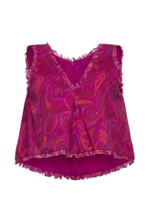 Cinq A Sept Ibbie Paisley Bloom frayed-edge blouse - Pink