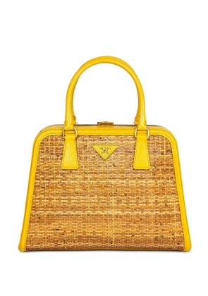 Prada Pre-Owned Wicker Saffiano leather frame tote bag - Neutrals