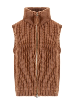 Herno high-neck ribbed-knit vest - Brown