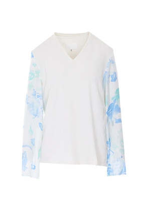 Maison Margiela floral-print V-neck T-shirt - White