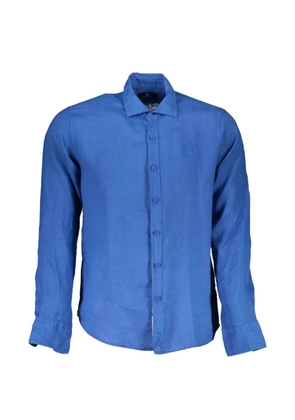 La Martina embroidered-logo linen shirt - Blue
