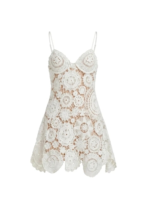 Self-Portrait crochet floral-patchwork mini dress - White